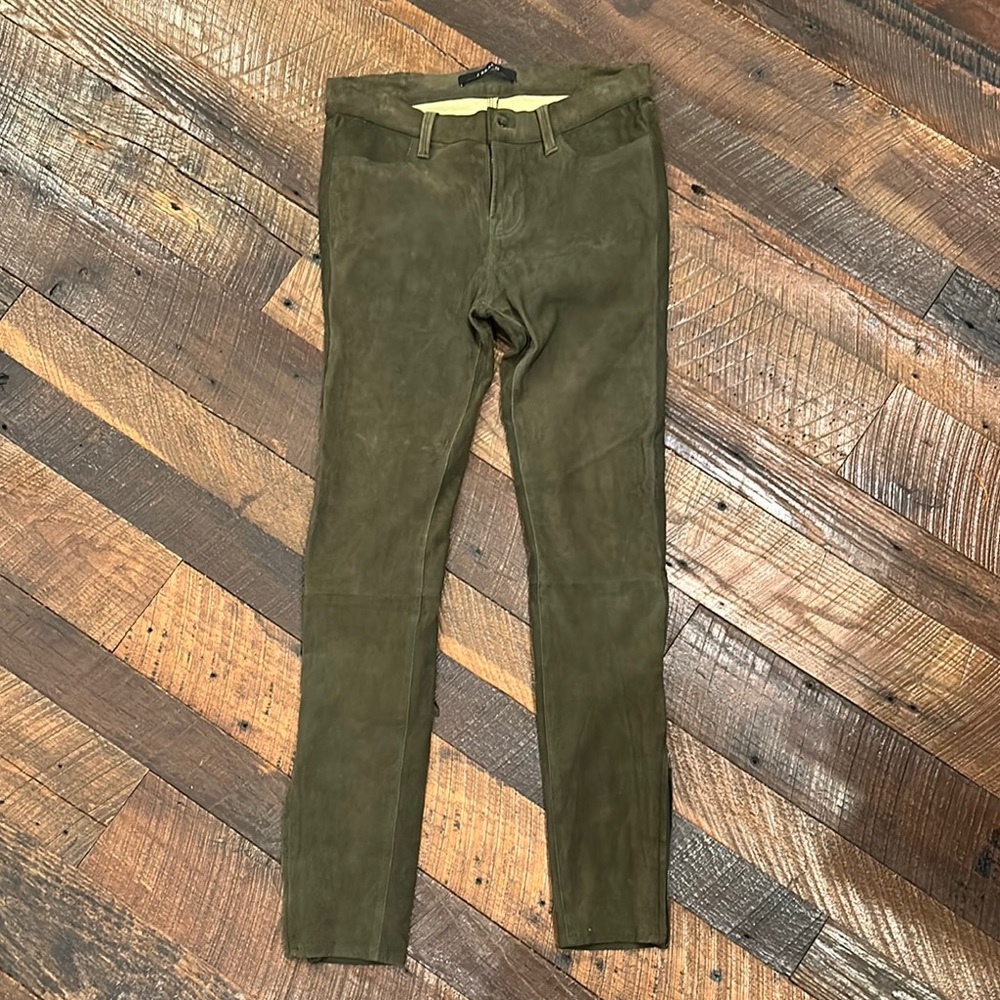 Olive Green Suede Pants